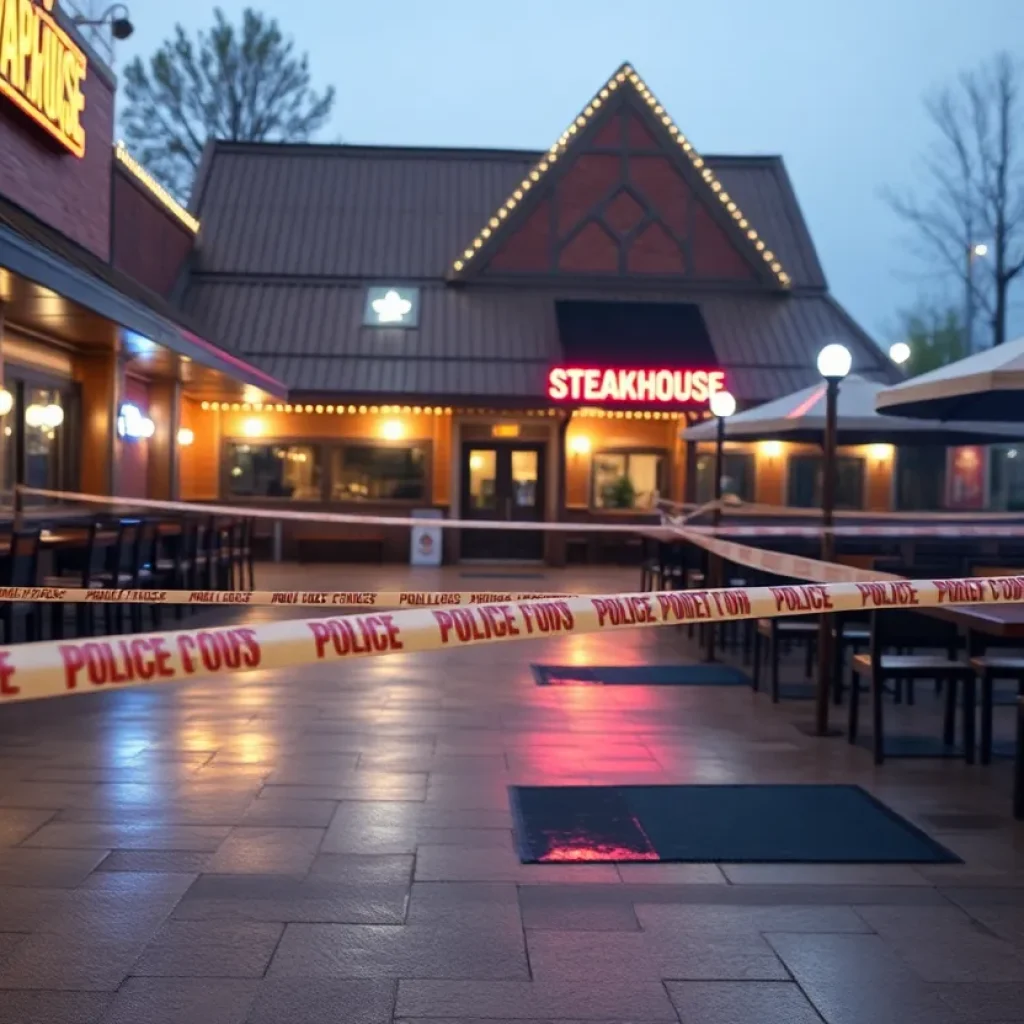 Empty steakhouse with police tape