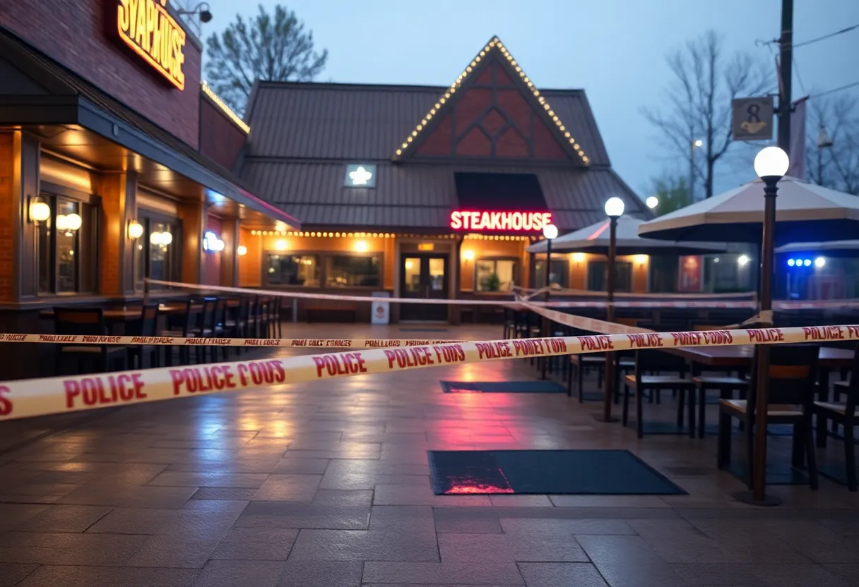 Empty steakhouse with police tape