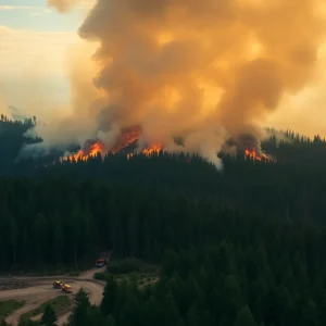 Aerial view of the Greer Fire in Arizona showing active flames and smoke.
