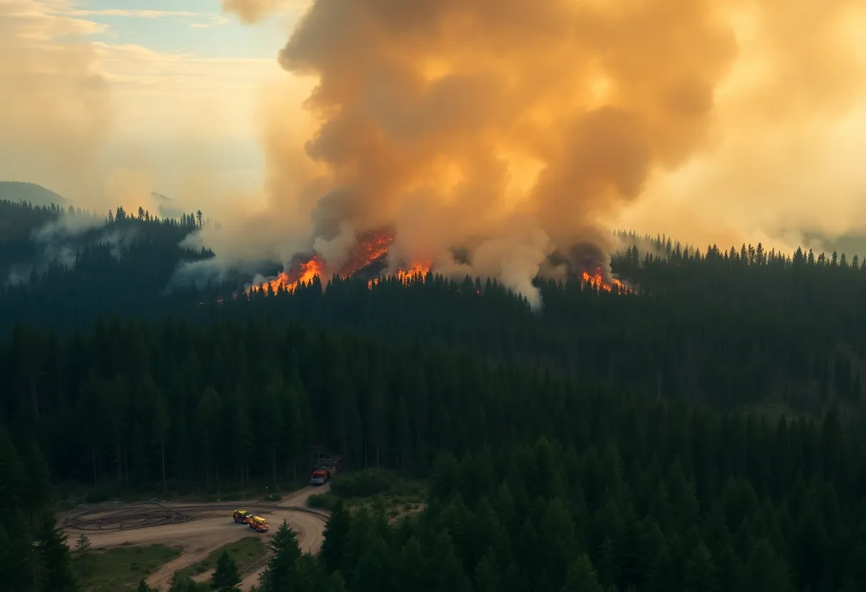 Aerial view of the Greer Fire in Arizona showing active flames and smoke.