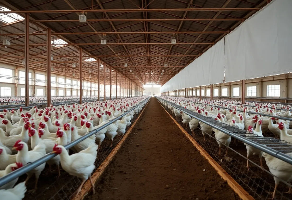 Empty hen houses at Hickman’s Family Farms due to bird flu outbreak