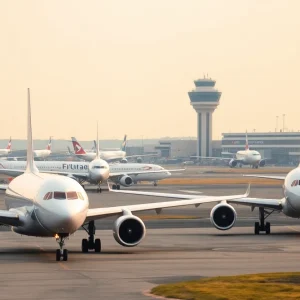 Commercial jets at LaGuardia Airport illustrating safety concerns.