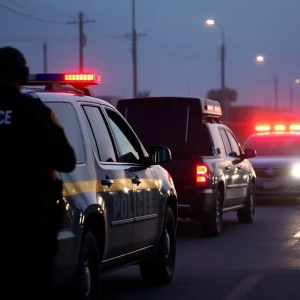 Police vehicles engaged in human smuggling investigation