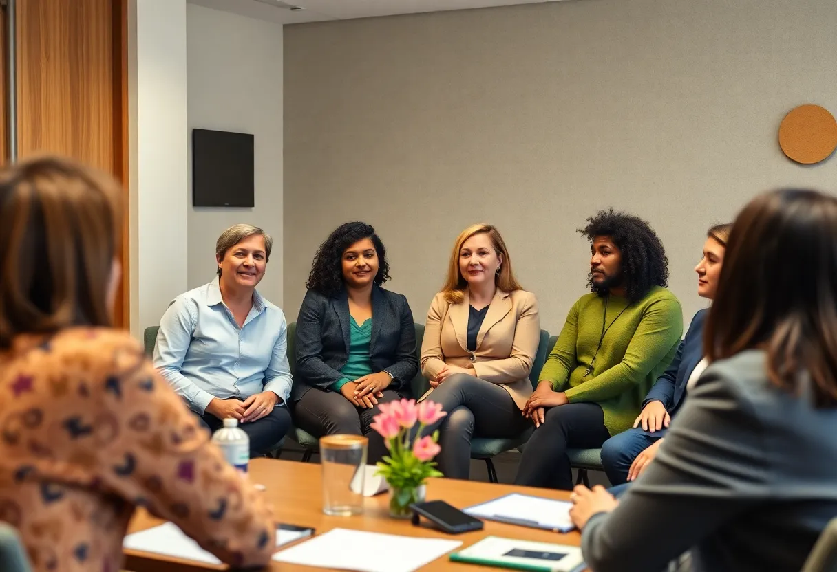 Group discussing leadership within the deaf community
