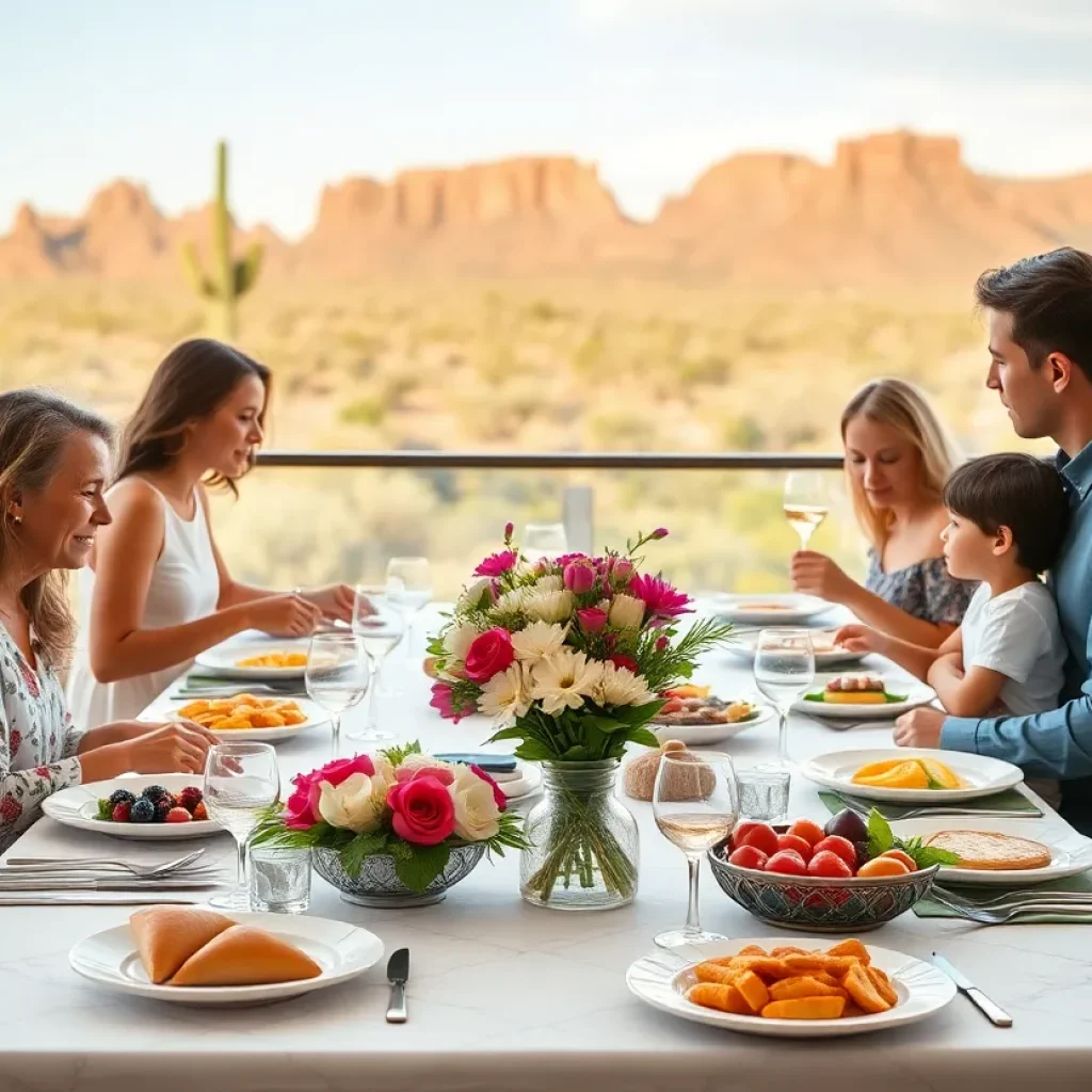 Families enjoying a Mother's Day brunch in Arizona