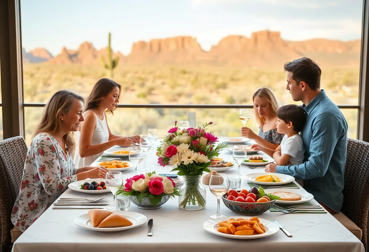 Families enjoying a Mother's Day brunch in Arizona