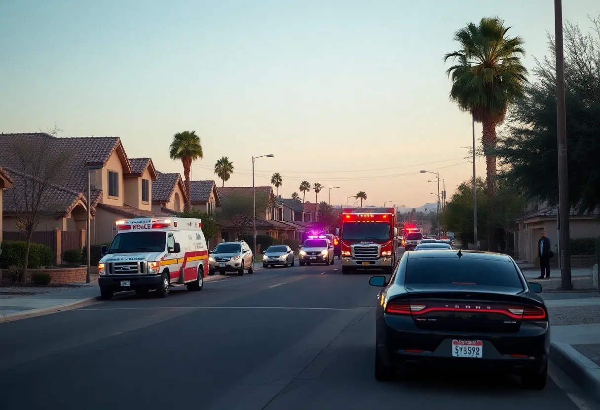 Emergency vehicles at the scene of a tragic incident in Phoenix