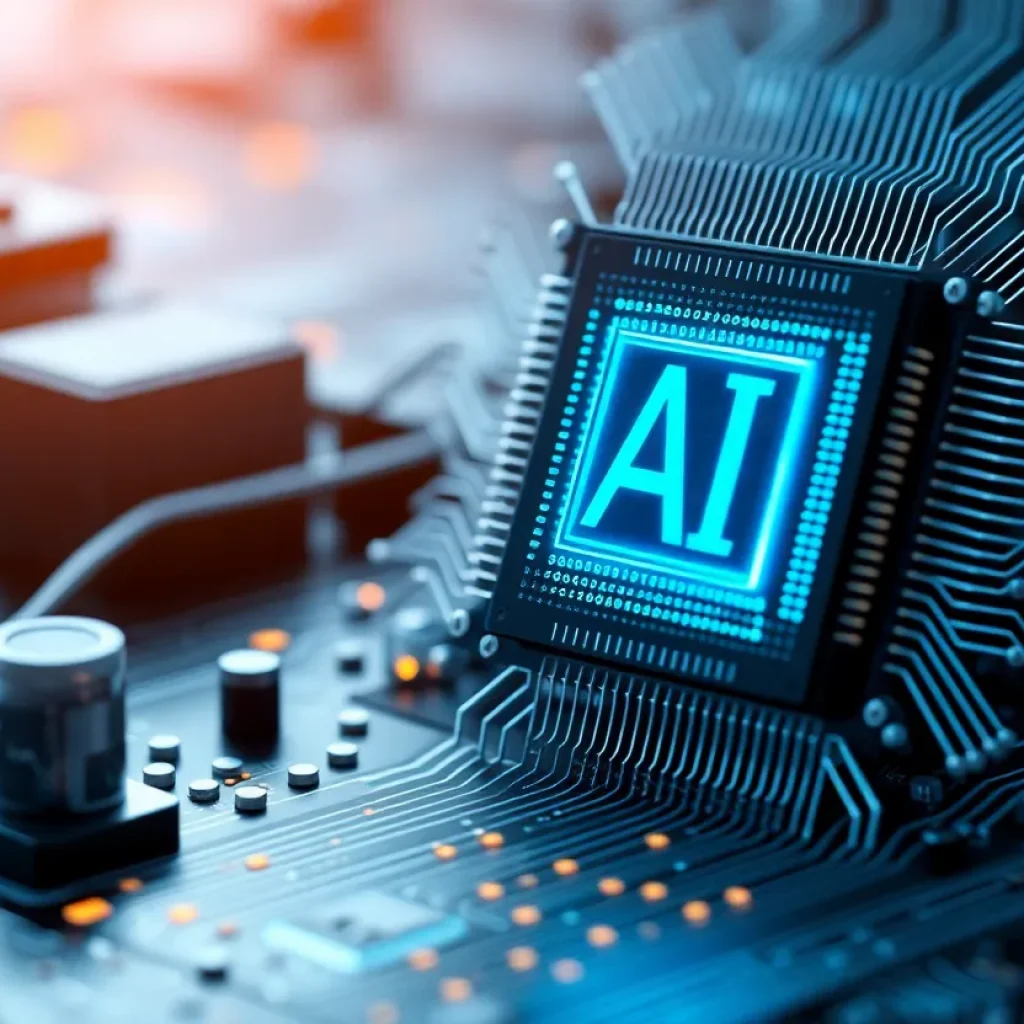 A conceptual image of advanced AI chips representing Nvidia's technology innovations.
