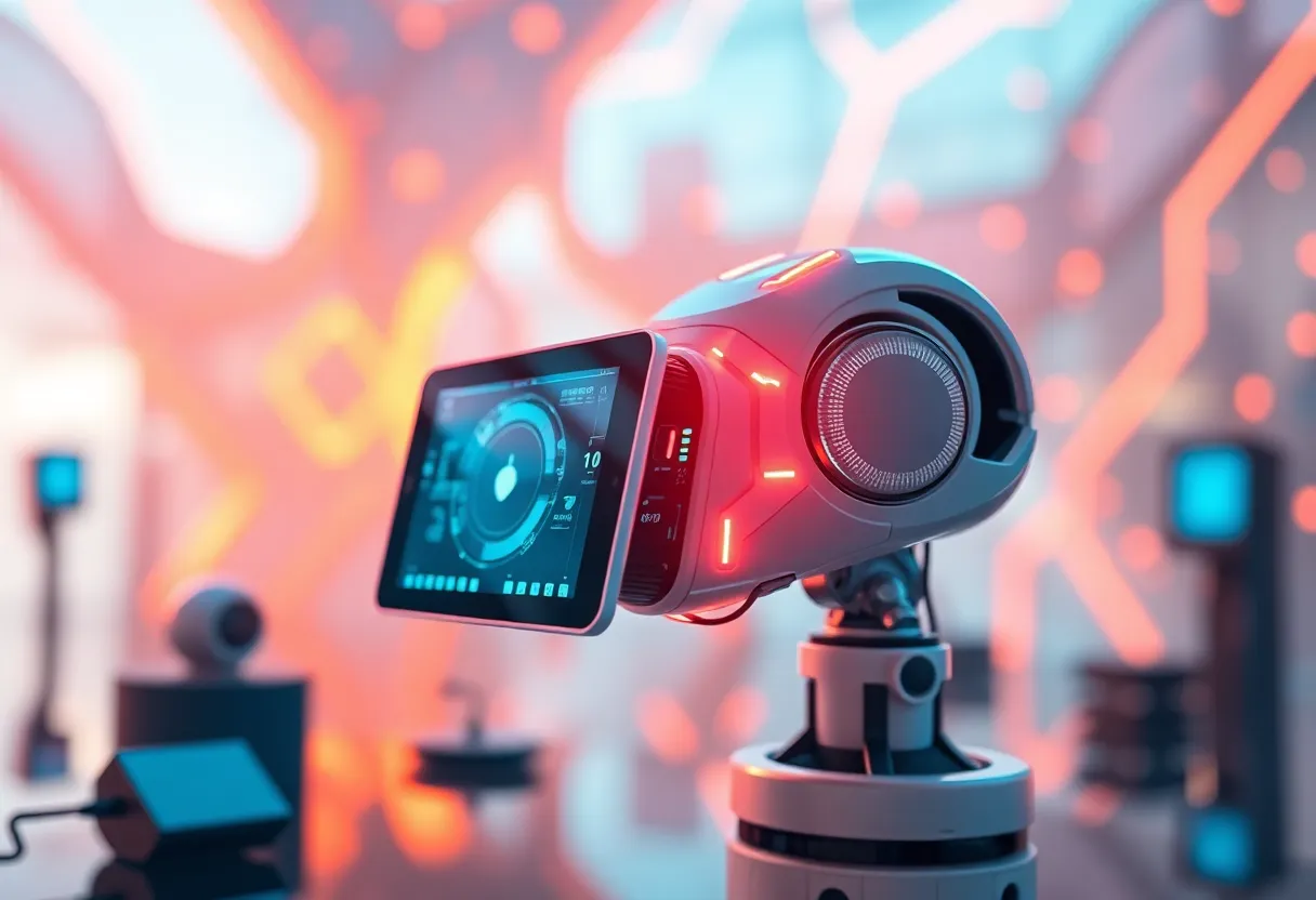 Concept art of a futuristic AI device symbolizing innovation and design collaboration.