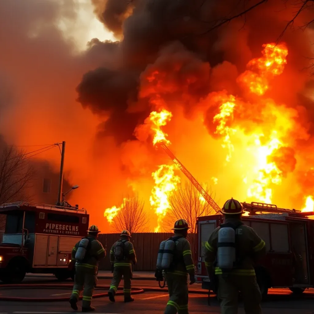Firefighters extinguishing flames at an apartment complex in Phoenix
