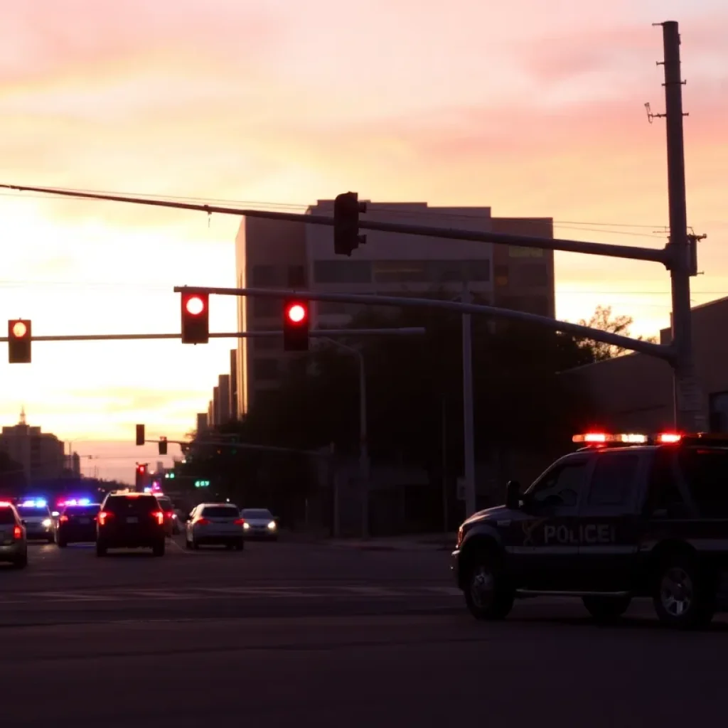 Police lights at a crash scene in Phoenix