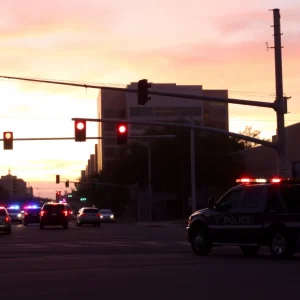Police lights at a crash scene in Phoenix
