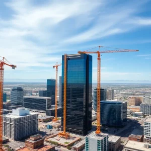 Construction sites of high-rise buildings in downtown Phoenix.