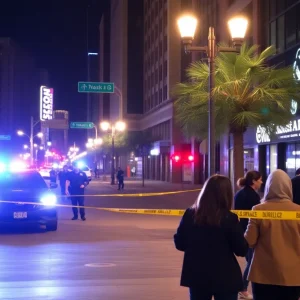 Police presence at a shooting scene in downtown Phoenix