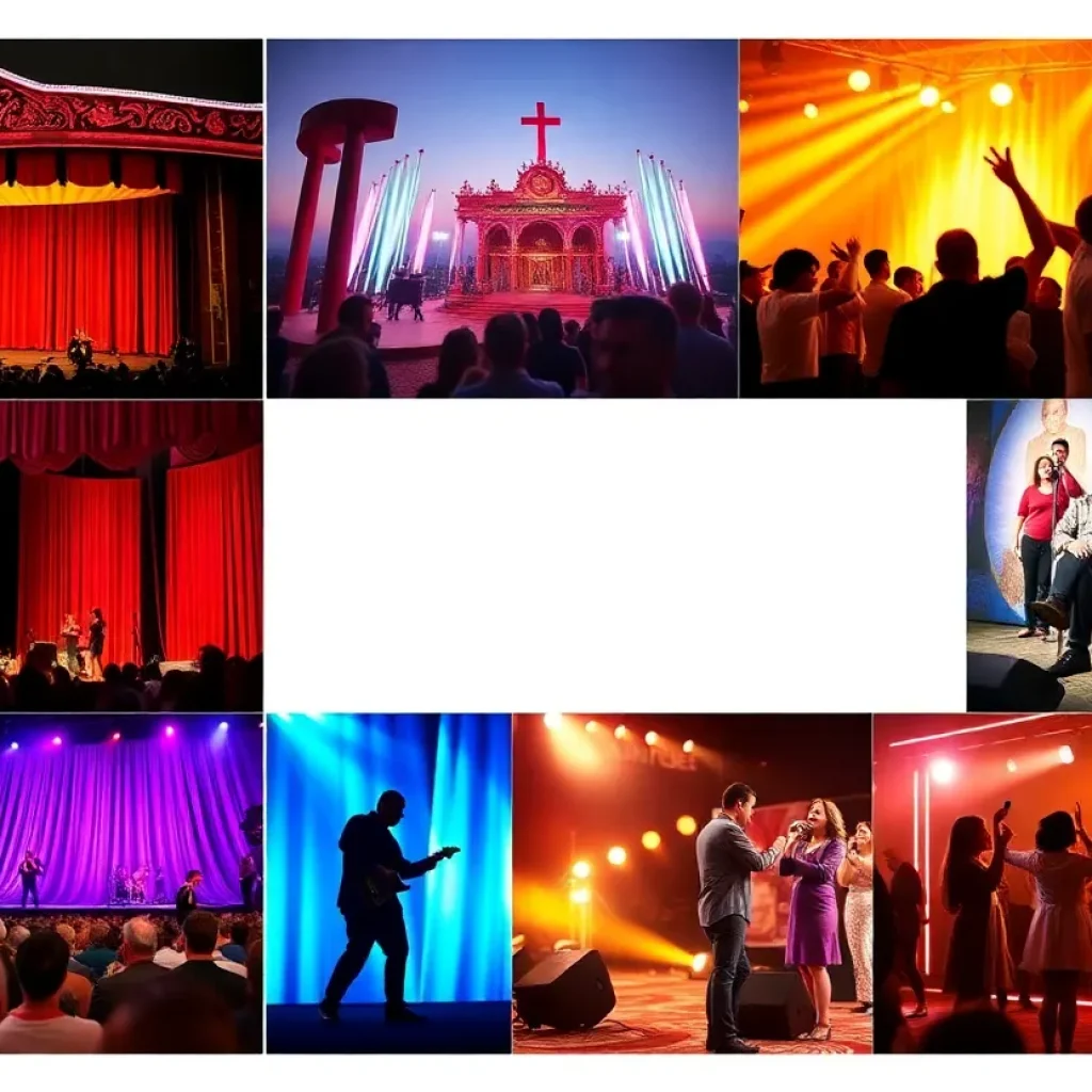Collage of entertainment events in Phoenix, including theater and concerts.
