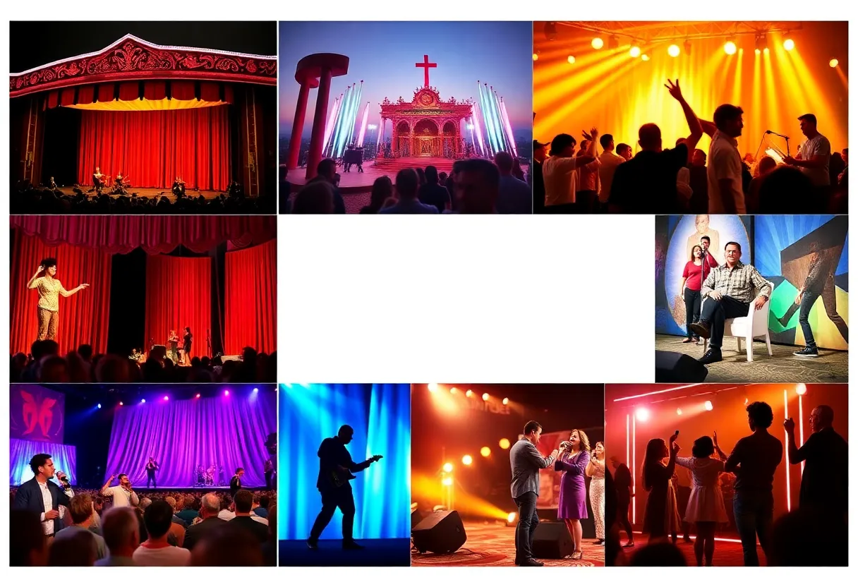 Collage of entertainment events in Phoenix, including theater and concerts.