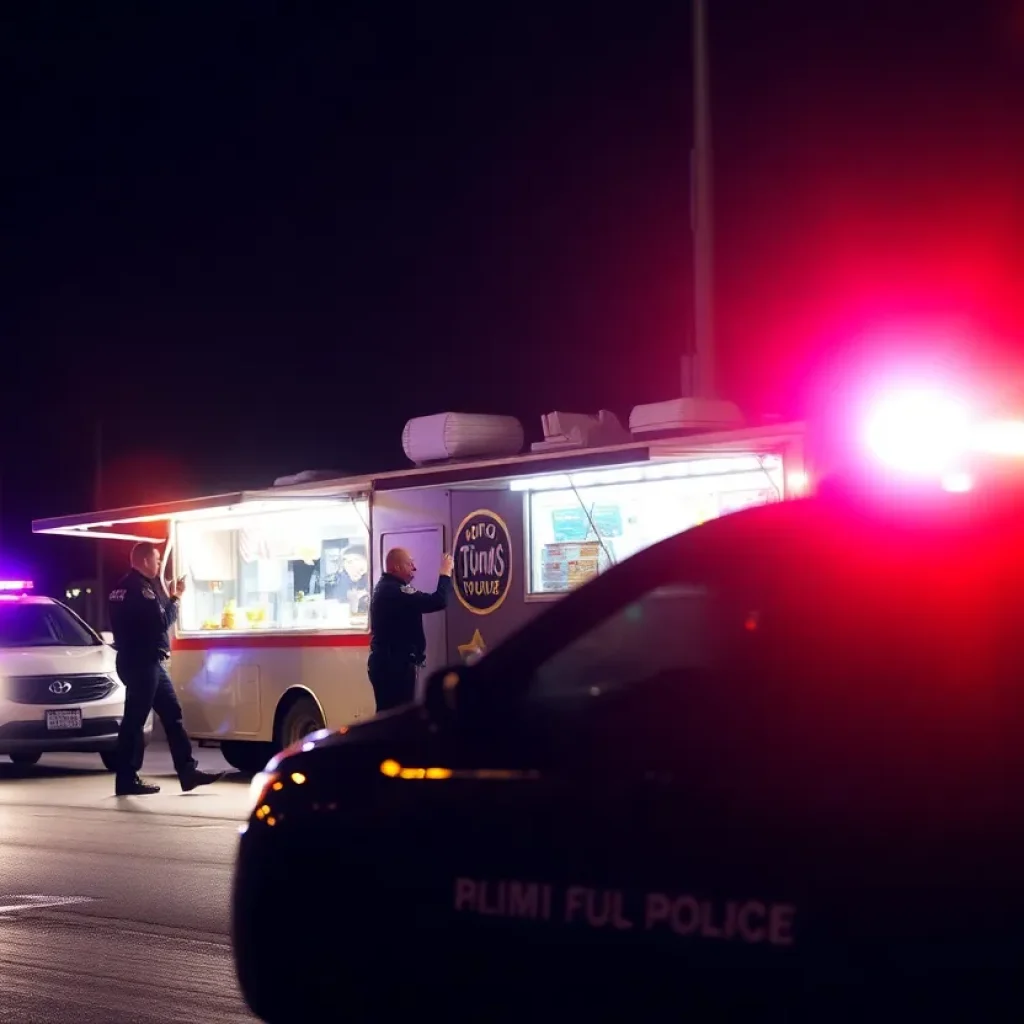 Police investigation at a food truck scene in Phoenix after a stabbing incident