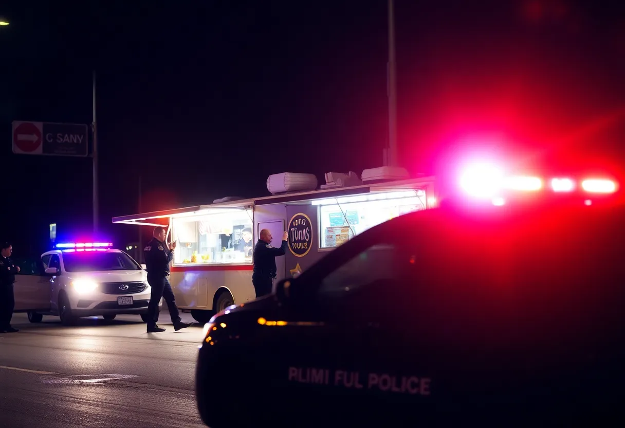 Police investigation at a food truck scene in Phoenix after a stabbing incident