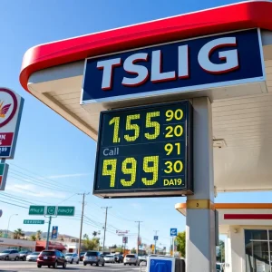 Gas station in Phoenix, Arizona with rising fuel prices