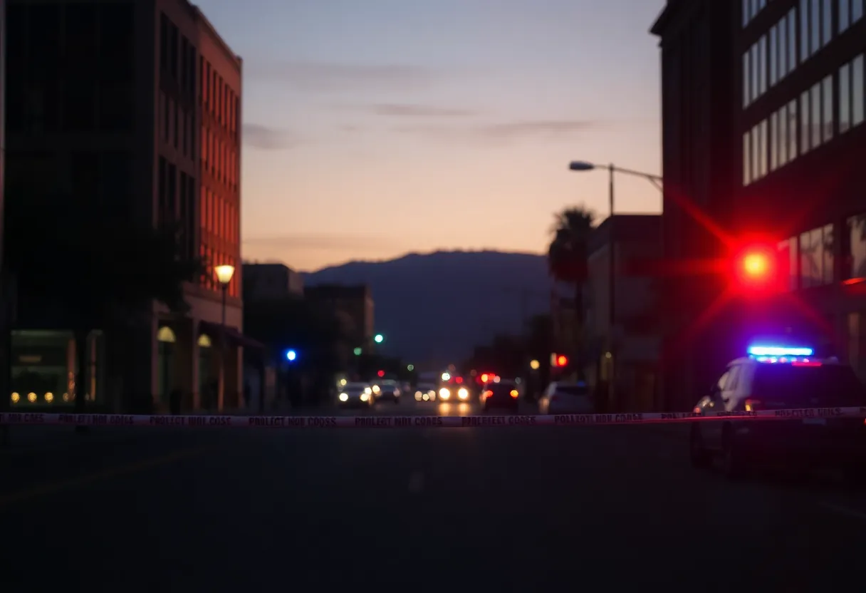 Scene of a police investigation in Phoenix with tape and lights