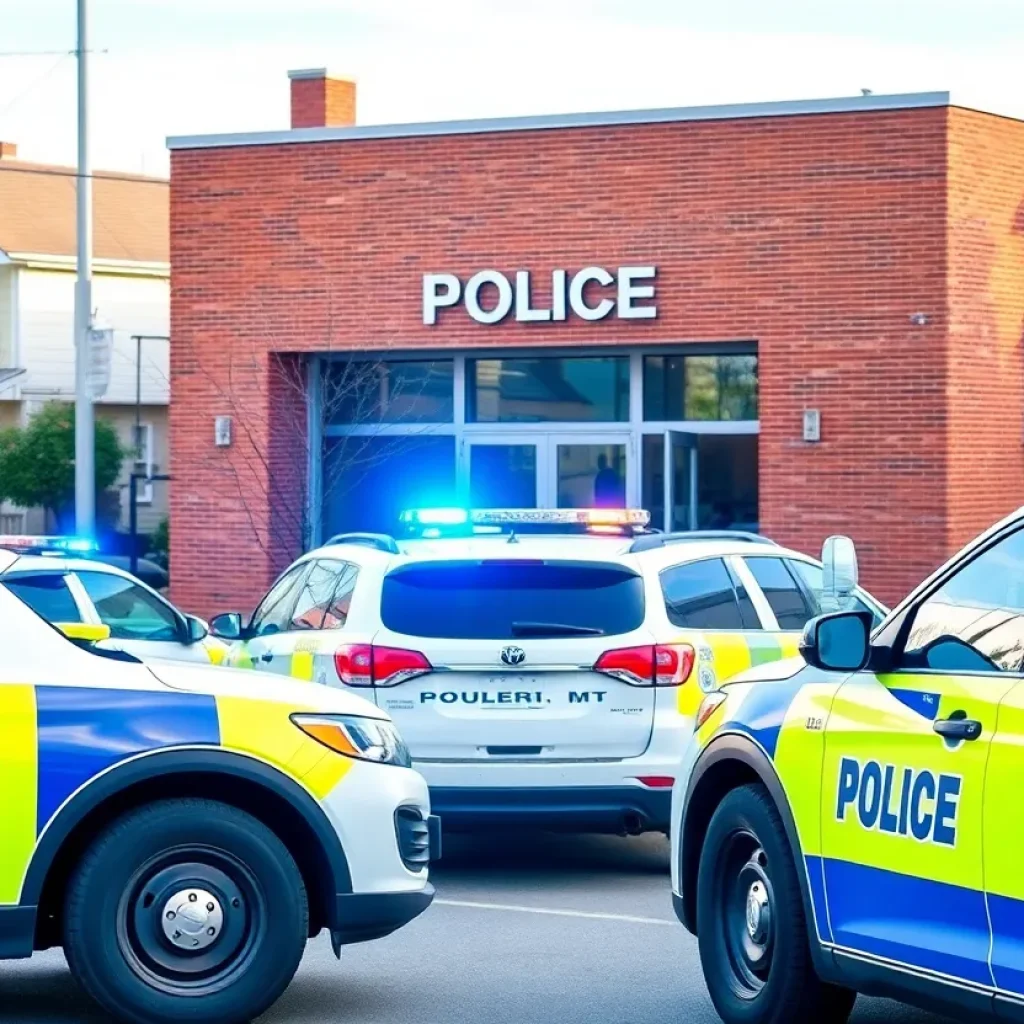 Exterior view of the Phoenix Police Department with police cars parked outside.