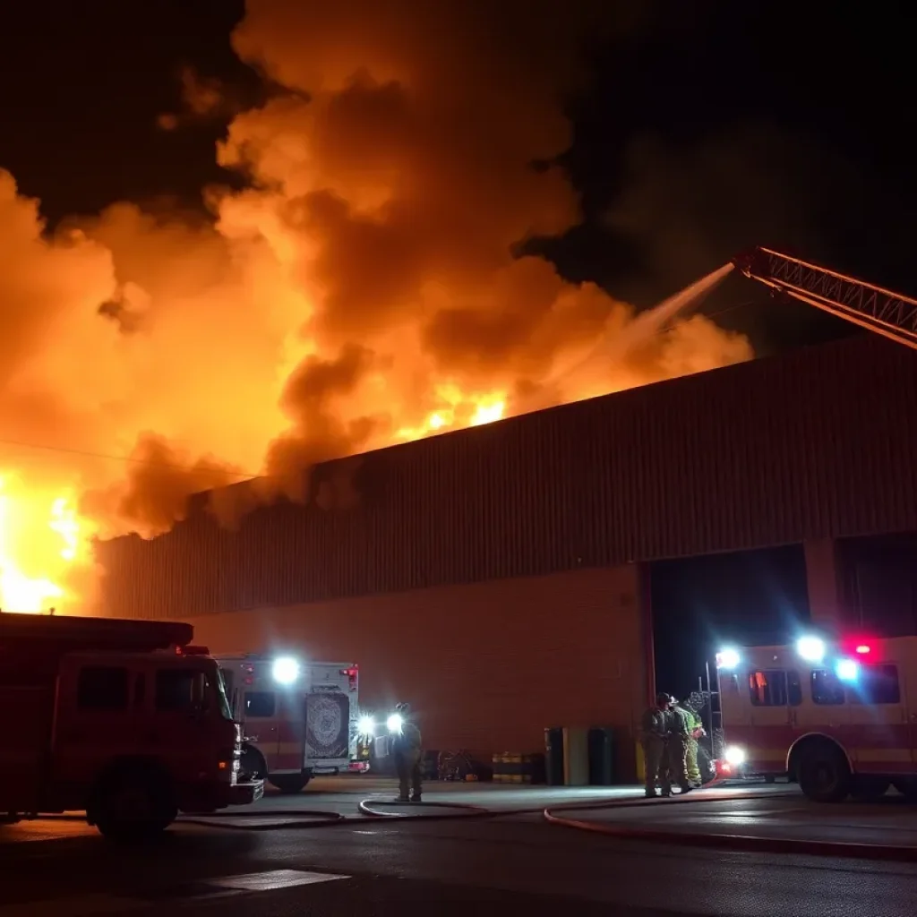 Firefighters responding to a warehouse blaze in Phoenix