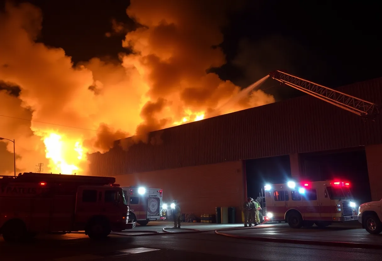 Firefighters responding to a warehouse blaze in Phoenix