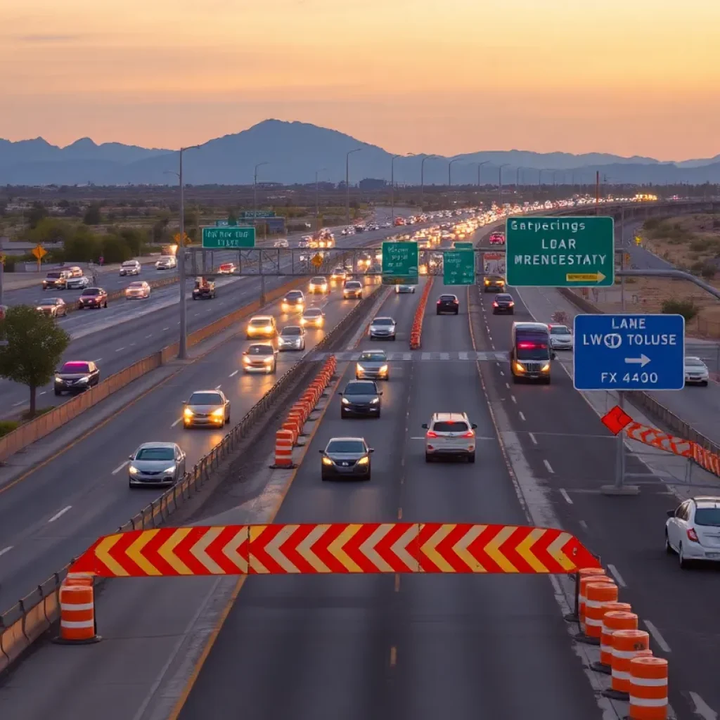 Construction on Scottsdale freeway with closed lanes