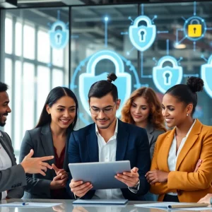 Business leaders discussing cybersecurity for small businesses