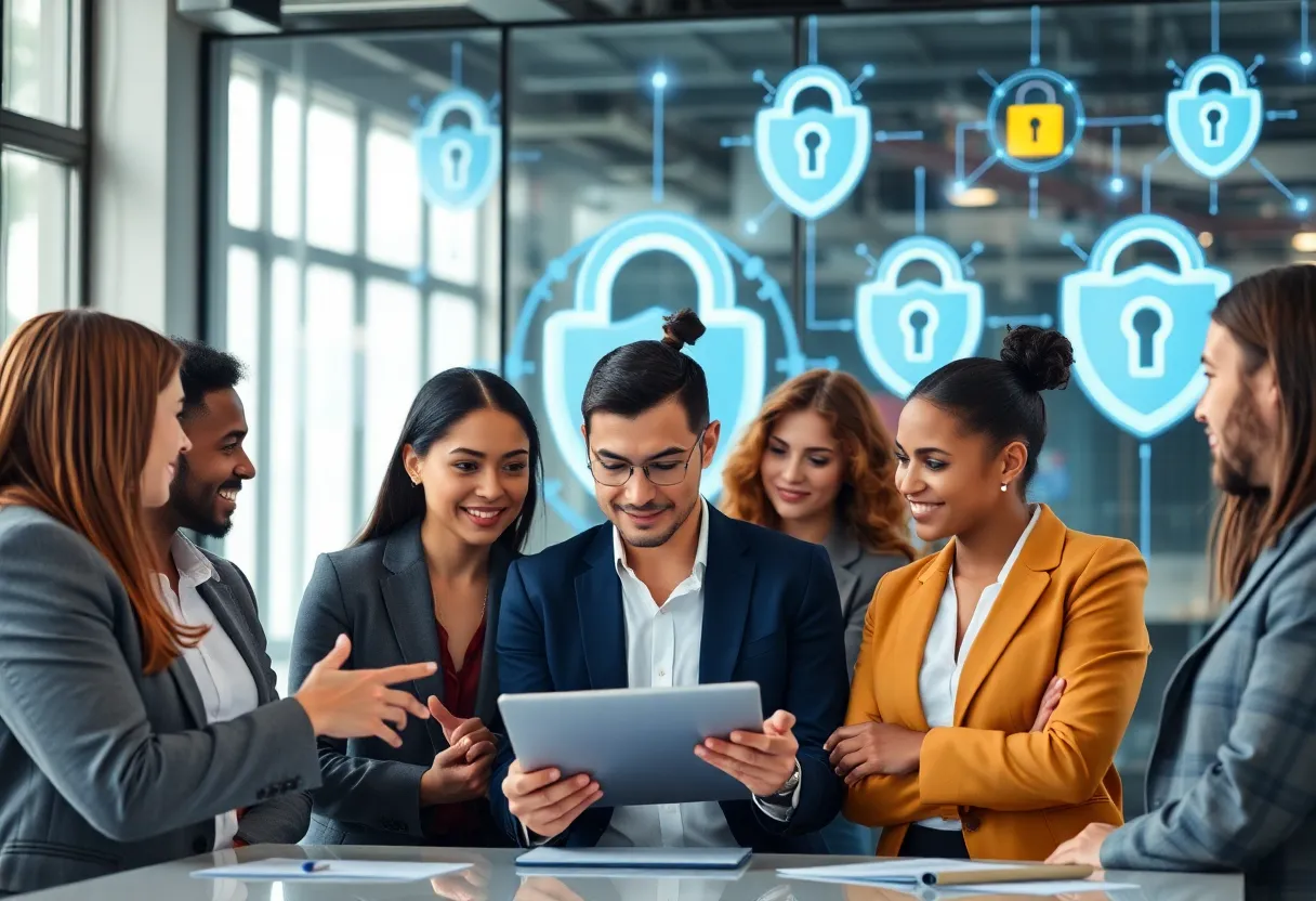 Business leaders discussing cybersecurity for small businesses