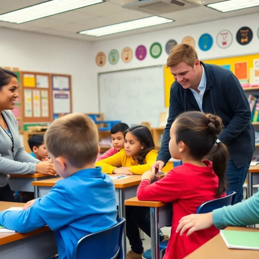 Teachers engaging with students in a classroom setting