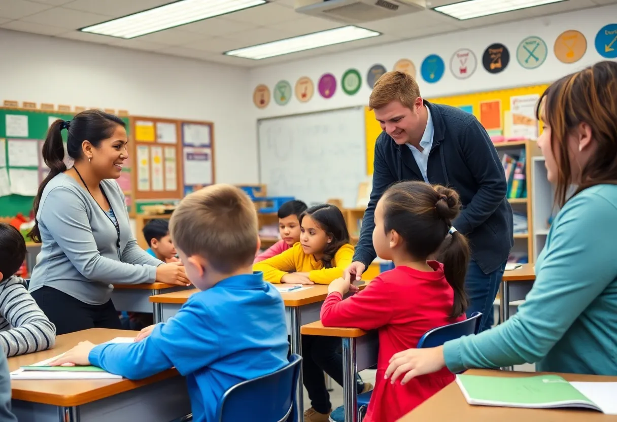 Teachers engaging with students in a classroom setting