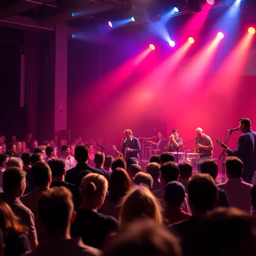 A lively jazz concert at The Nash featuring musicians on stage.