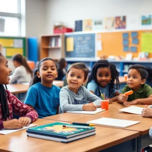 Children engaged in learning activities at a charter school