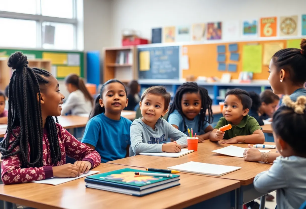 Children engaged in learning activities at a charter school