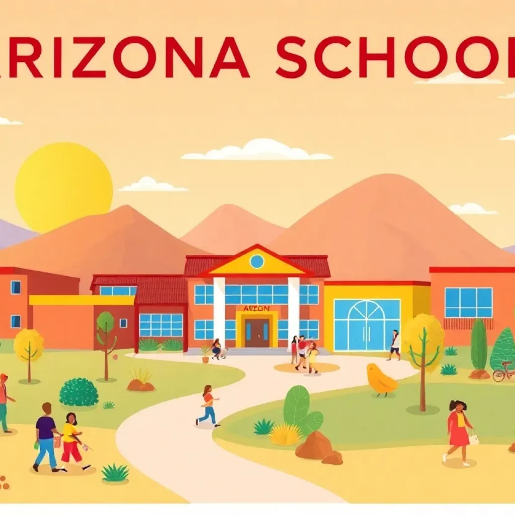 Illustration representing the top private schools in Arizona, highlighting education and community.