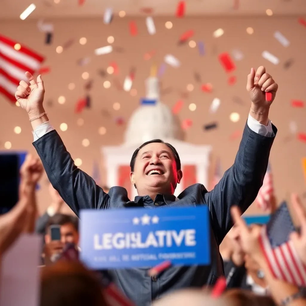 An abstract artwork symbolizing legislative victory and public sentiment.
