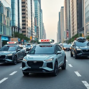 Waymo autonomous robotaxis driving in an urban setting
