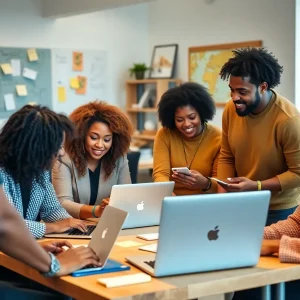 Black entrepreneurs working together in a supportive environment