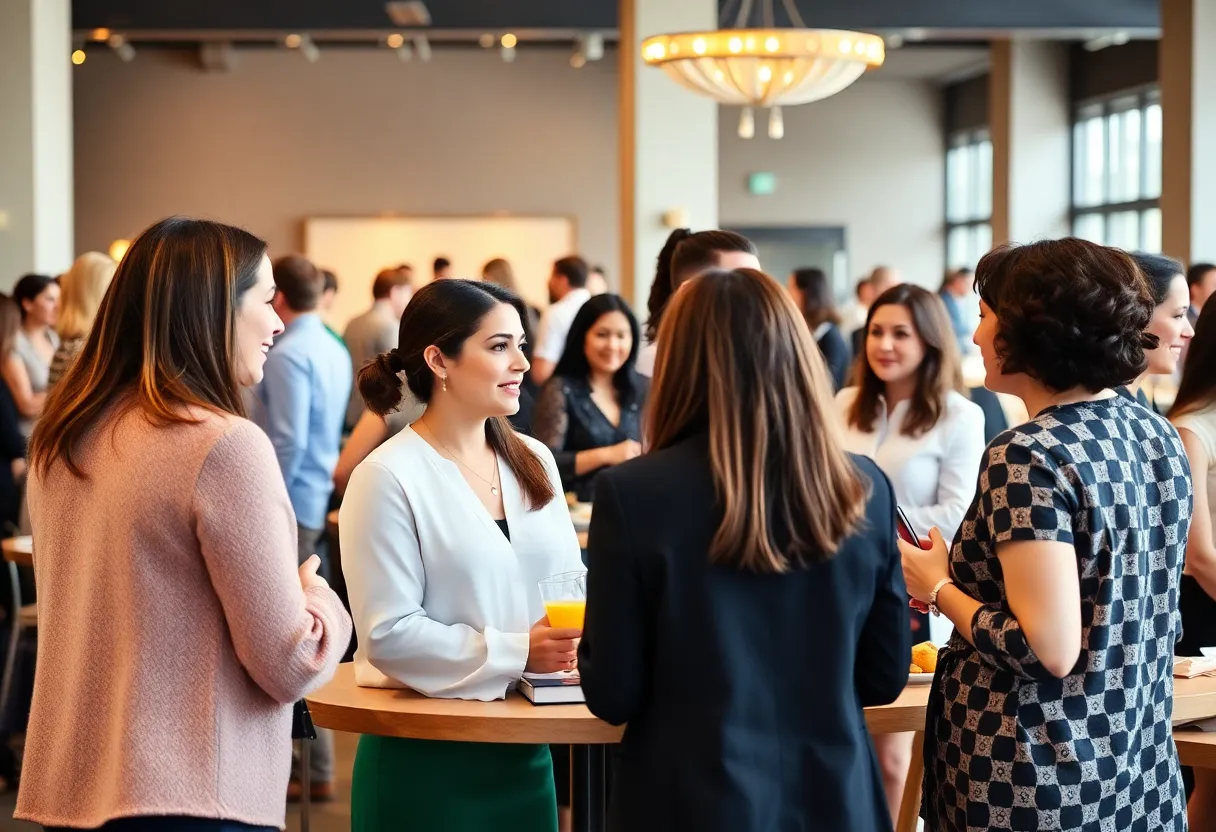 Women engaging in discussions at a business brunch