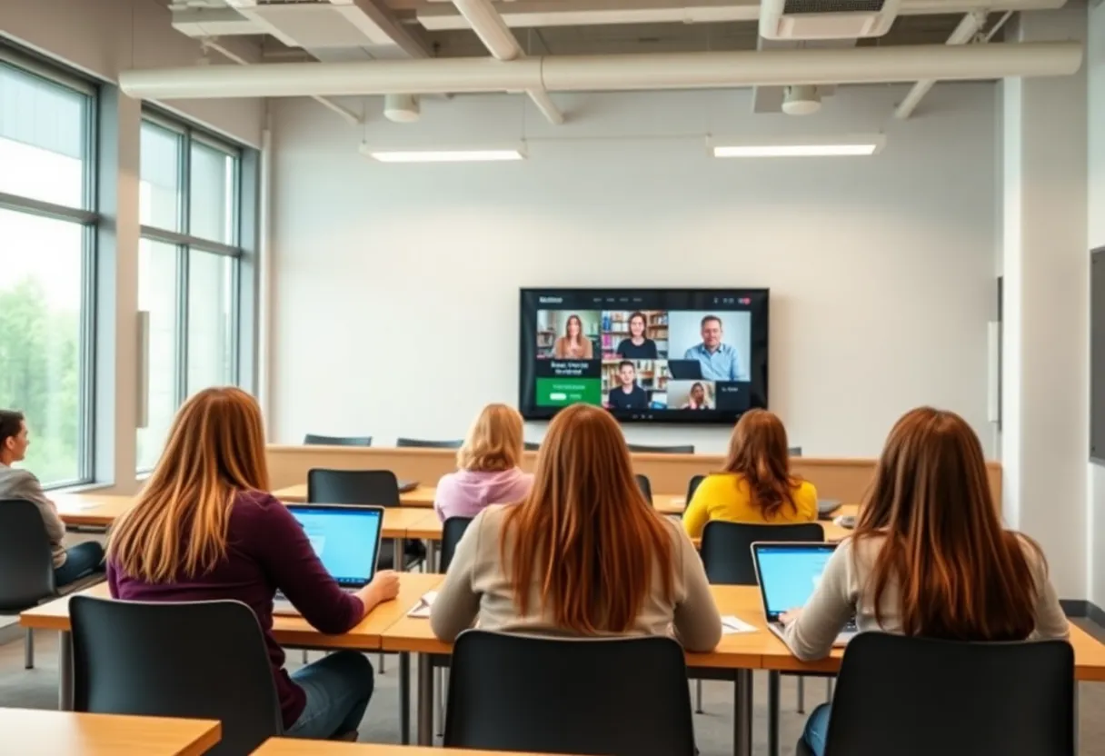 Students attending an online class at Yavapai College