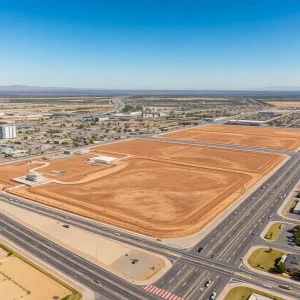 Aerial view of 217 acres of vacant land in northeast Phoenix, Arizona.