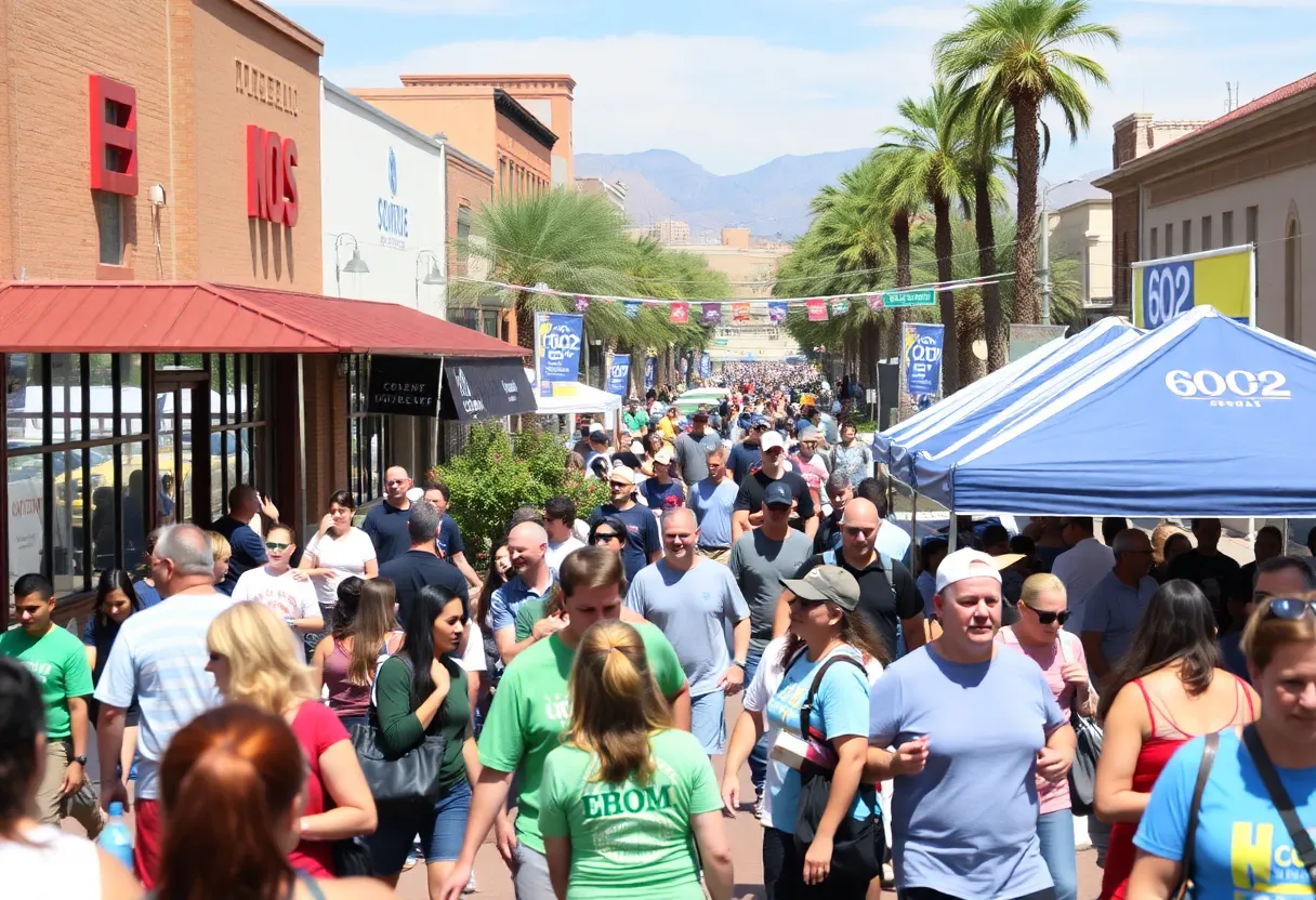 Community members celebrating 602 Day with local business promotions