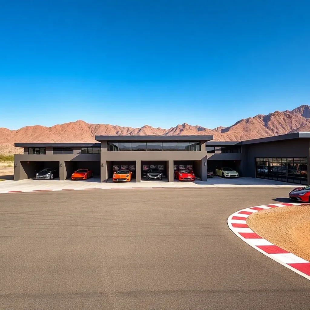 Rendering of the proposed Apex Motor Club expansion showing clubhouse and garages