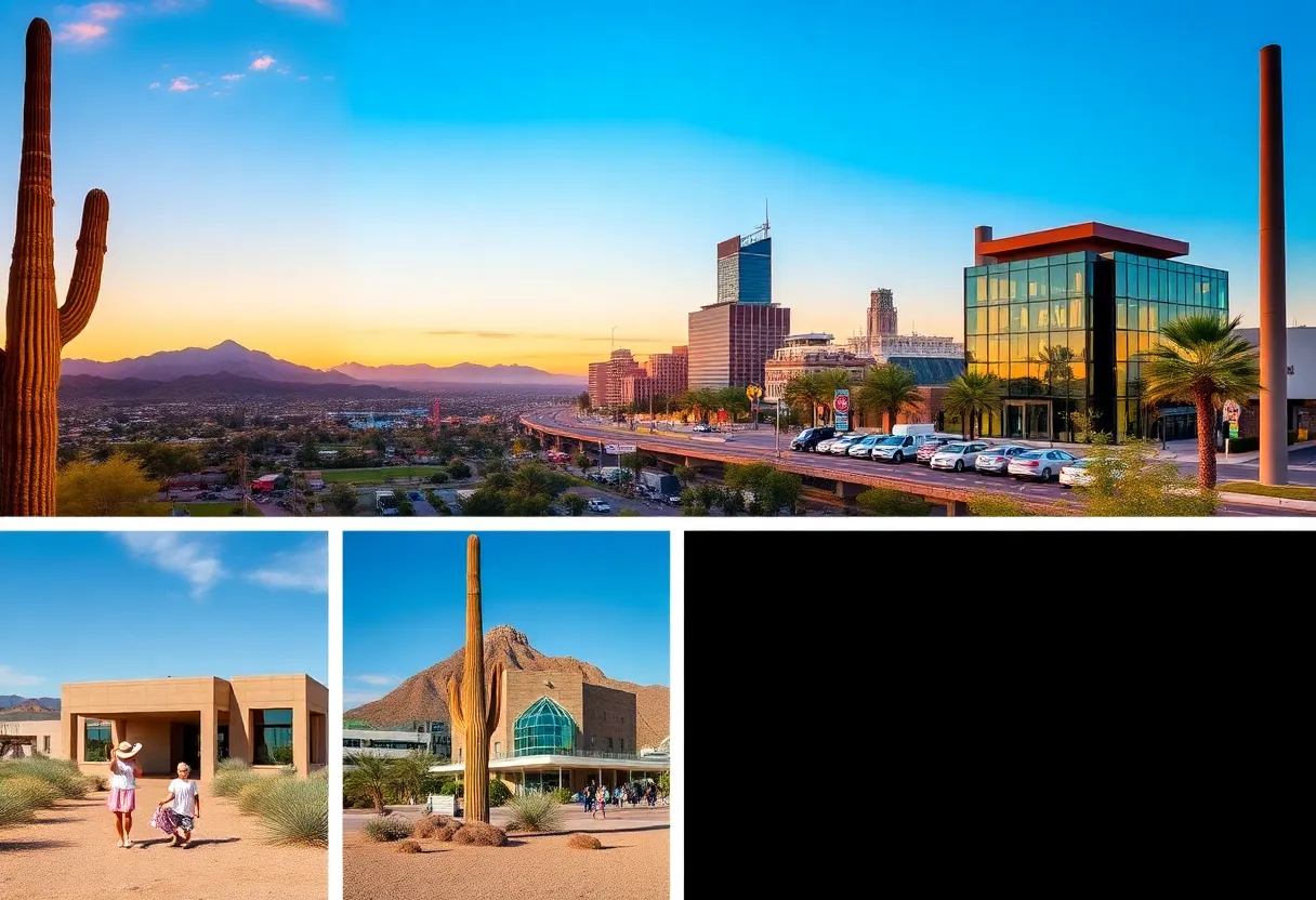 A collage of Arizona cities showcasing their livability and community atmosphere.