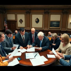 Legislators discussing the Arizona budget in the capitol