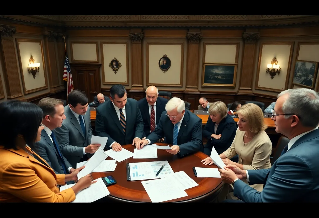 Legislators discussing the Arizona budget in the capitol