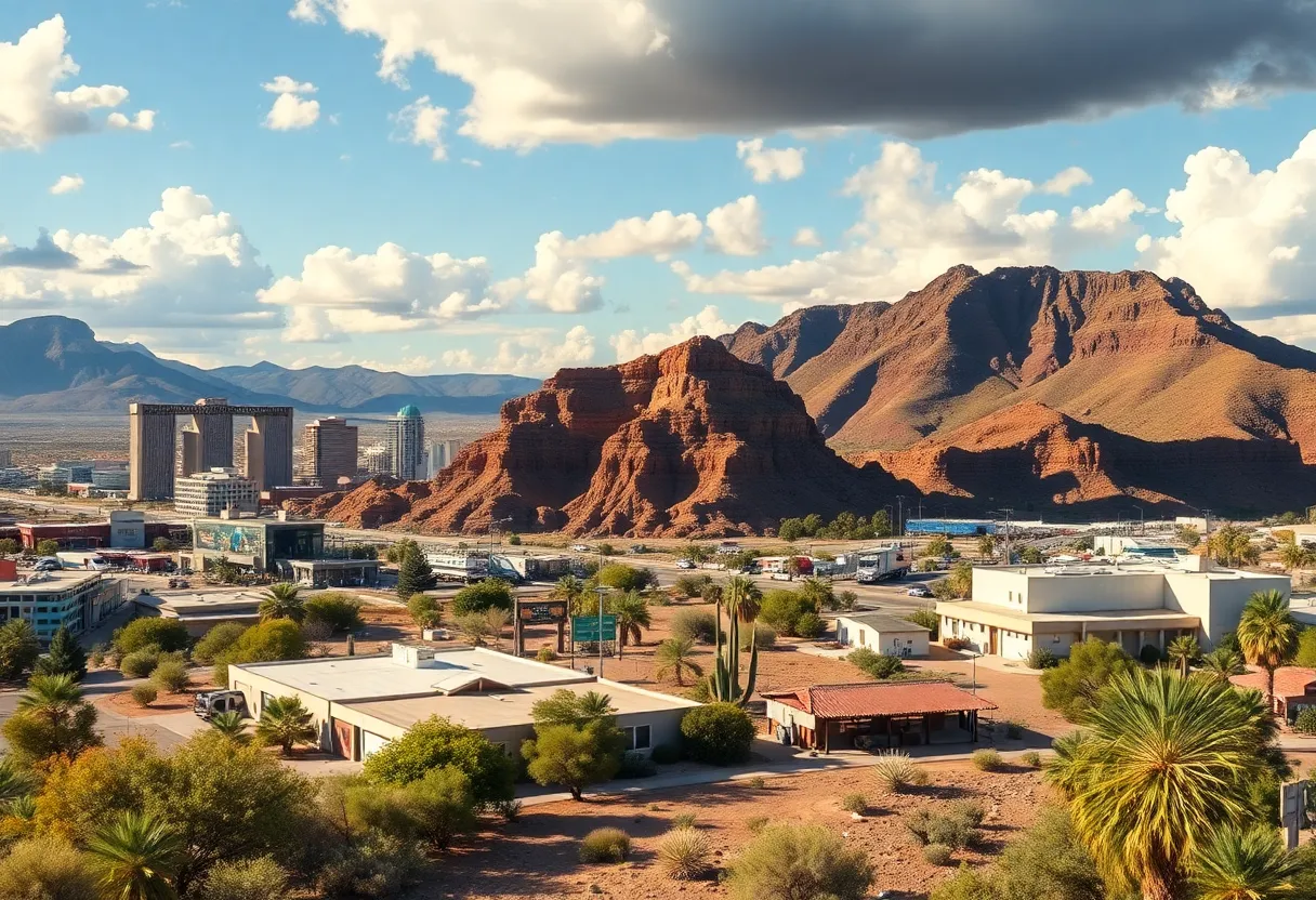 An overview of Arizona's economic landscape showing urban development and natural scenery.