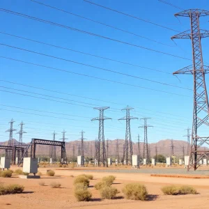 Arizona energy grid infrastructure with substations and power lines