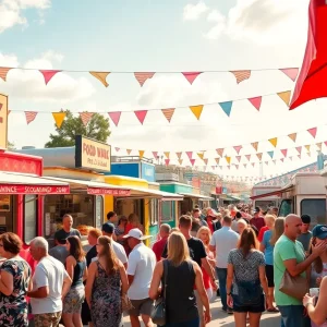 Food truck festival in Arizona with various food trucks.
